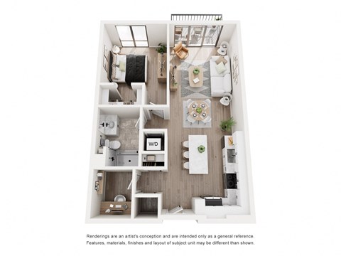 a 3D unit plan of the A2B plan